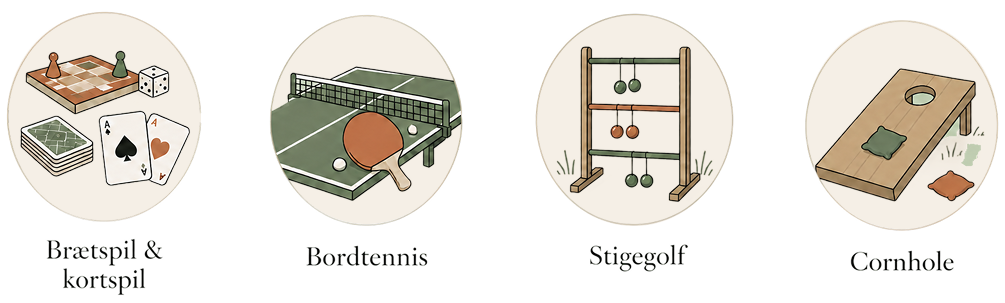 Brætspil, bordtennis, stigegolf og cornhole